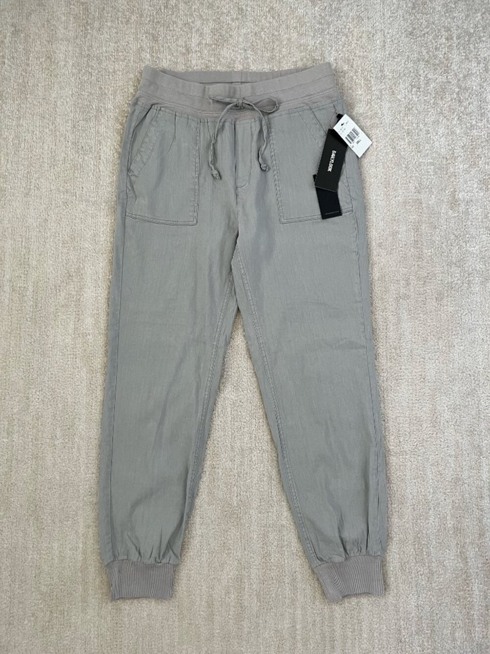 NWT Kut From The Kloth Linen Cotton Gray Utility Joggers Pants S